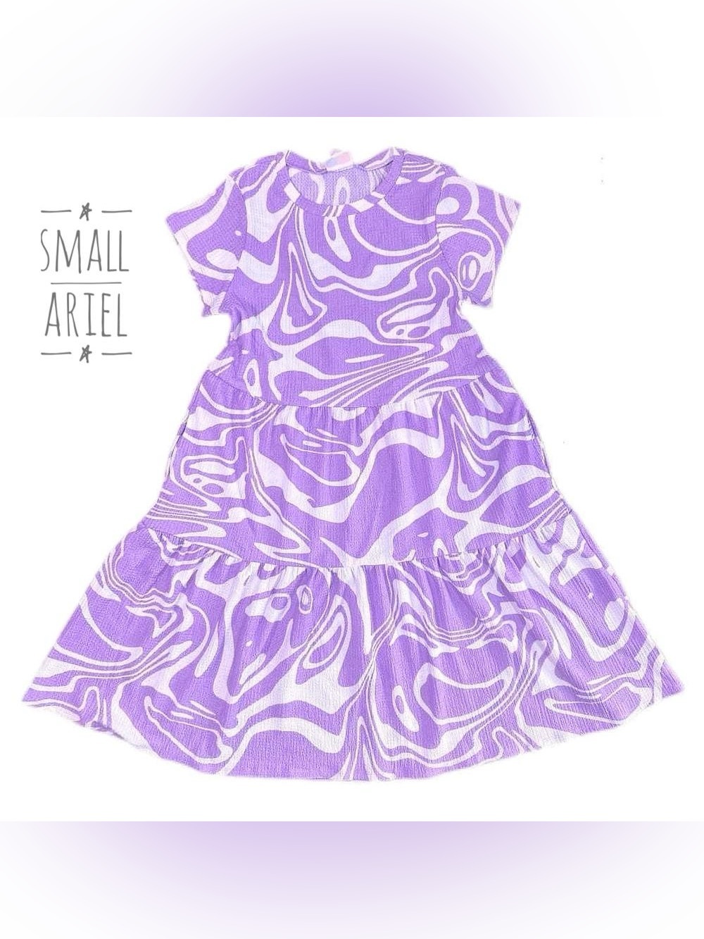 LuLaRoe Ariel size Small Lavender Swirl Tiered Women’s Dress